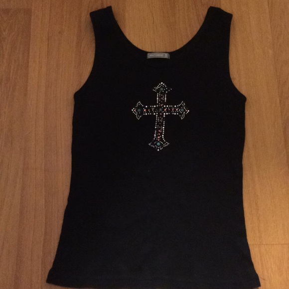 Black tank top with jewels - Picture 1 of 2
